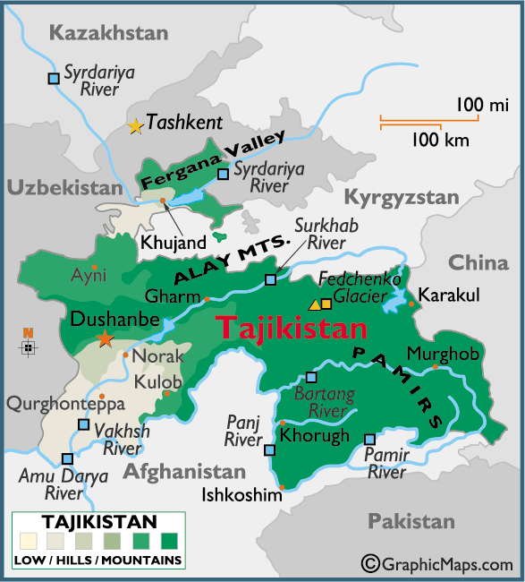 Карта Таджикистана — BeTravel.ru